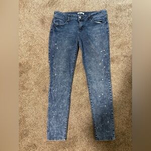 Women's Blue Paint-Splatter Skinny Jeans